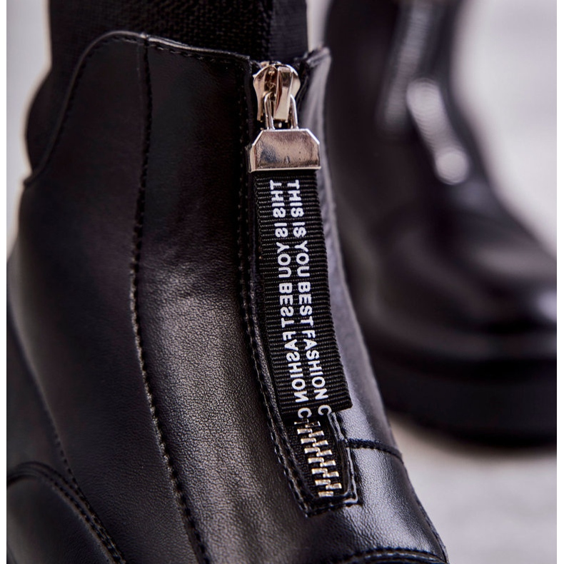 Women's Sock Boots On The Zipper Black Shelter 2