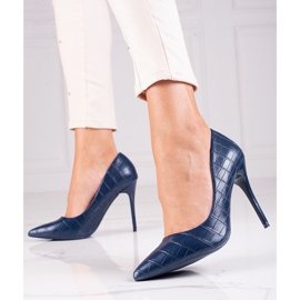 Fashionable pumps on a Shelovet heel blue 2