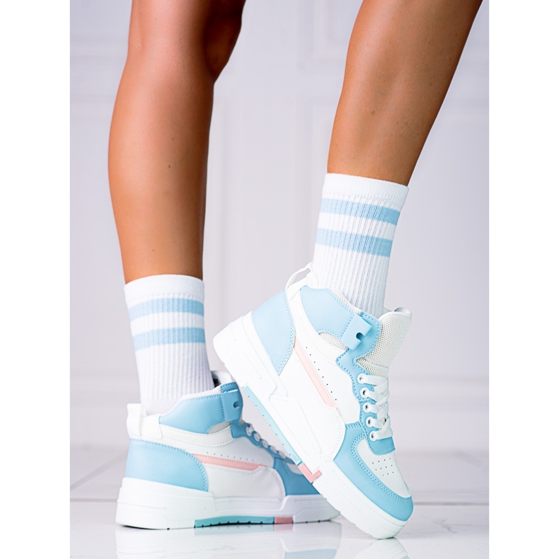 Women's Shelovet sneakers with a high upper, white and blue 1