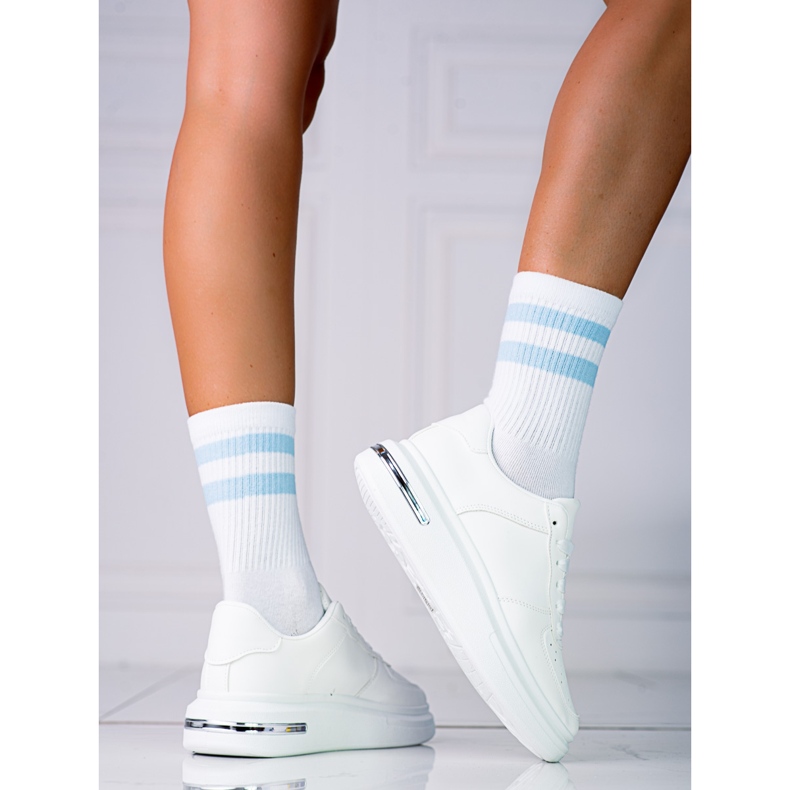 Laced white Shelovet sport shoes made of ecological white leather 1 Laced white Shelovet sport shoes made of ecological white leather 1