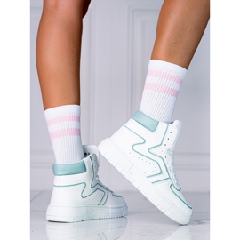 High Shelovet women's sneakers made of ecological white and green leather 1