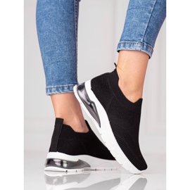 W. Potocki Black sports sneakers for women Potocki, fabric with glitter 1