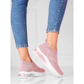 W. Potocki Pink, women's sports, Potocki sneakers, fabric with glitter 1