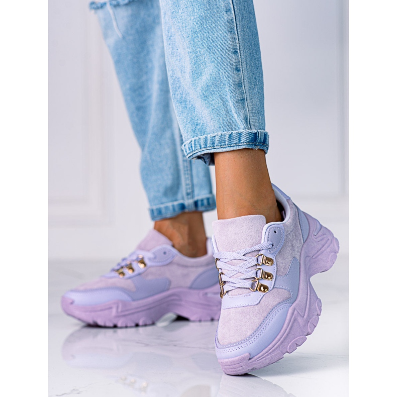 Women's sneakers on a thick Shelovet purple sole 1