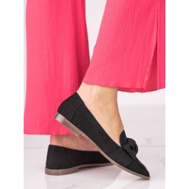 Women's Shelovet loafers made of ecological suede black 1