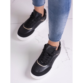 Black Shelovet women's sports shoes on a white platform 2 Black Shelovet women's sports shoes on a white platform 2