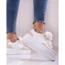 Women's sports sneakers with Shelovet fur beige 2
