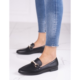 Black Shelovet women's moccasins with pearls 1