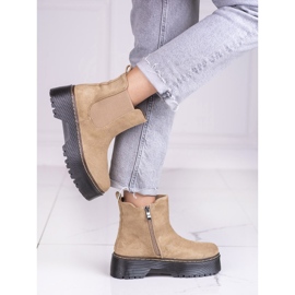 Brown women's Chelsea boots on the Shelovet platform made of ecological suede 1 Brown women's Chelsea boots on the Shelovet platform made of ecological suede 1