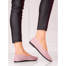 W. Potocki Potocki women's fabric ballerinas with glitter pink 1