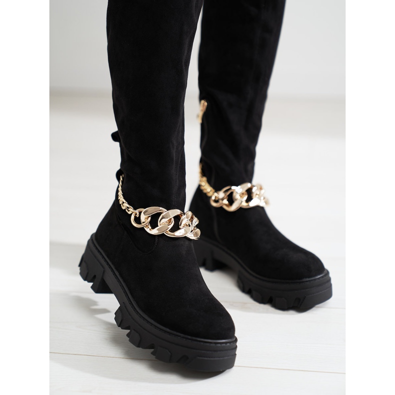 Black women's boots on a thick Shelovet sole made of ecological suede 1