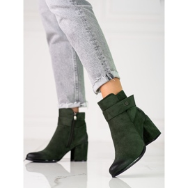Green women's boots on the post made of ecological Shelovet suede 1