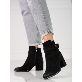 Women's black boots on the post made of ecological Shelovet suede 1