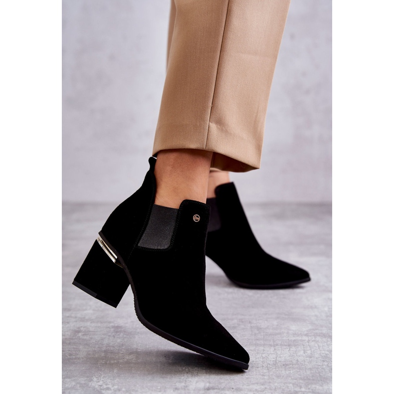 Suede Boots On High Heel Laura Messi 2506 Black 1