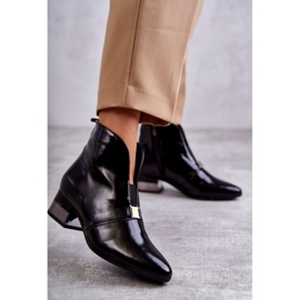 Leather Boots On Flat Heel Laura Messi 2268 Black 1