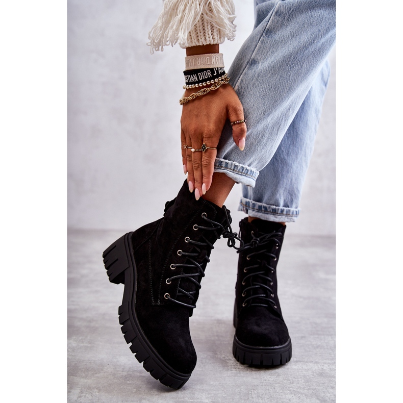 PG1 Women's Suede Warm Boots With Zipper Black Emilien 1