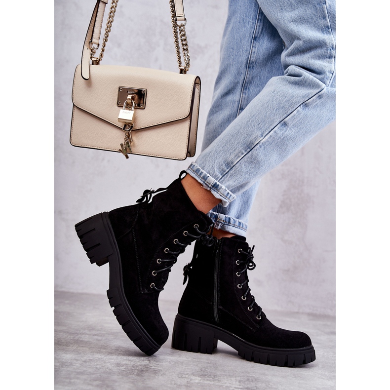 PG1 Women's Suede Warm Boots With Zipper Black Emilien 3