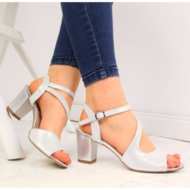 NATALII BRAT BUT Women's silver satin leather sandals by Natalia Brat But 1