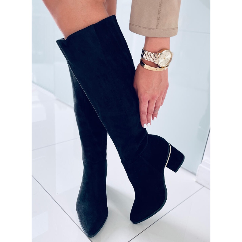 Heather Black high heel boots 1