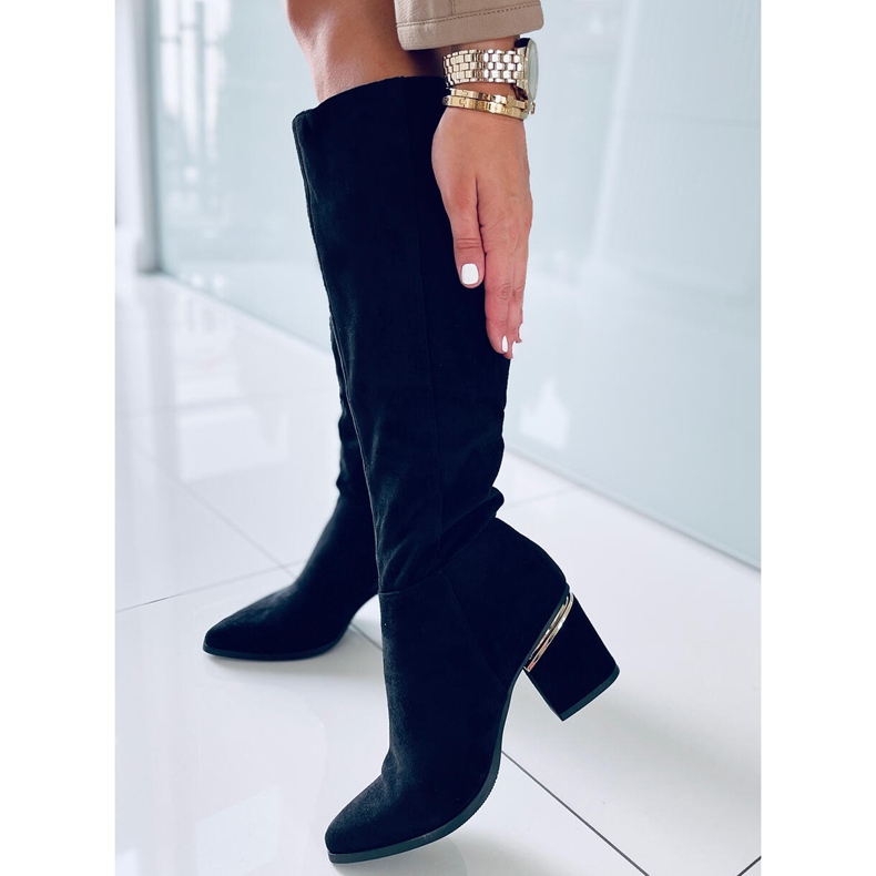 Heather Black high heel boots 2