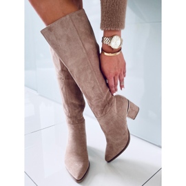 Heather L.KHAKI high heel boots beige 1
