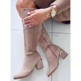 Heather L.KHAKI high heel boots beige 2