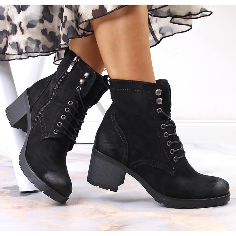 Black Potocki women's insulated suede boots 1