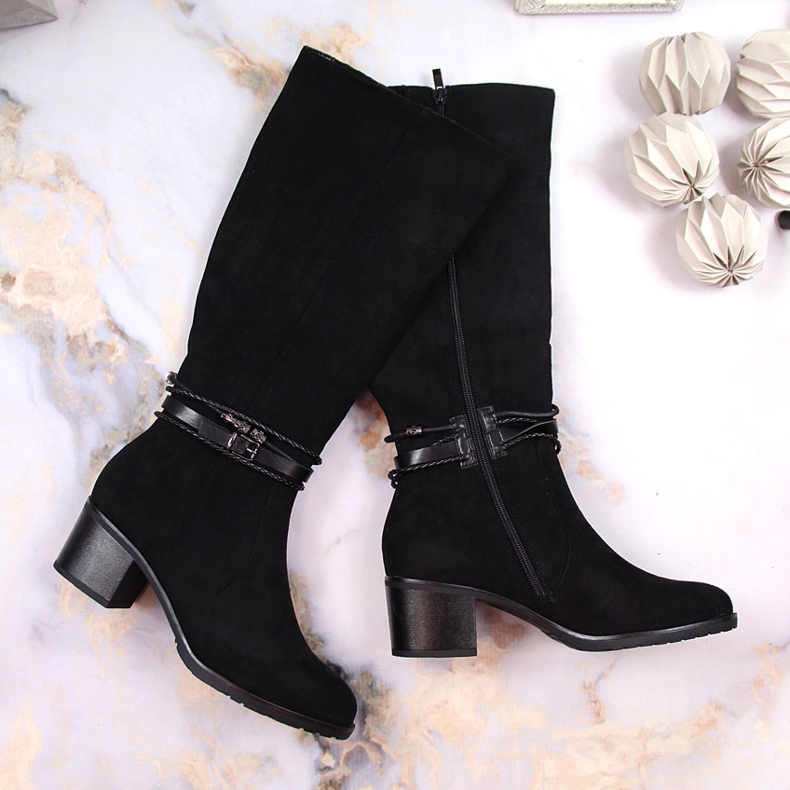 Women's black suede warm boots Jezzi 1