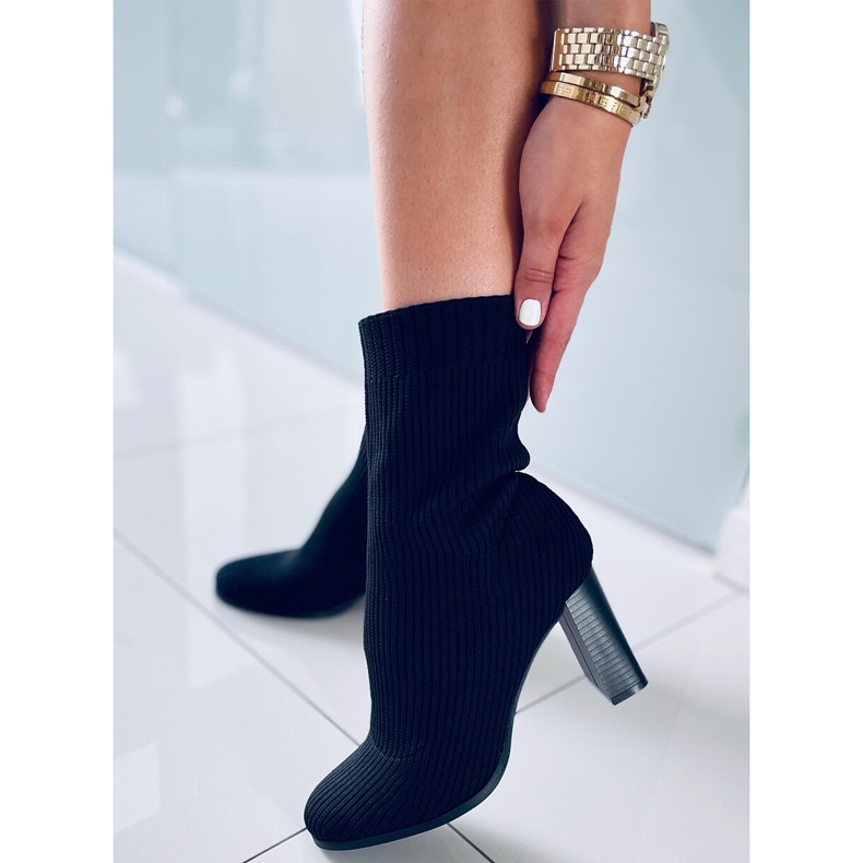 Hermione Black high-heeled sock boots 1