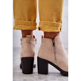 PG1 Suede high-heeled boots with a zipper, light beige Sevione 1