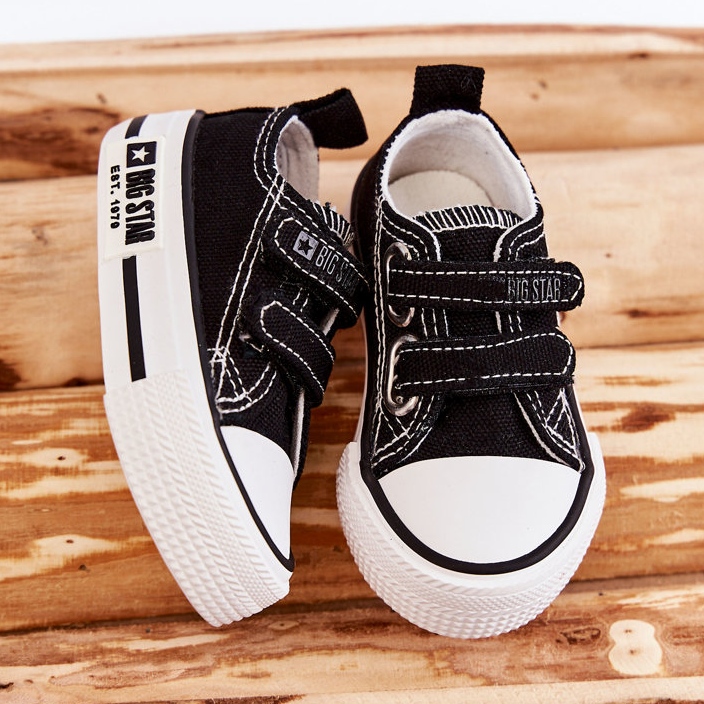 Children's Cloth Sneakers With Velcro Big Star KK374080 Black-White 2