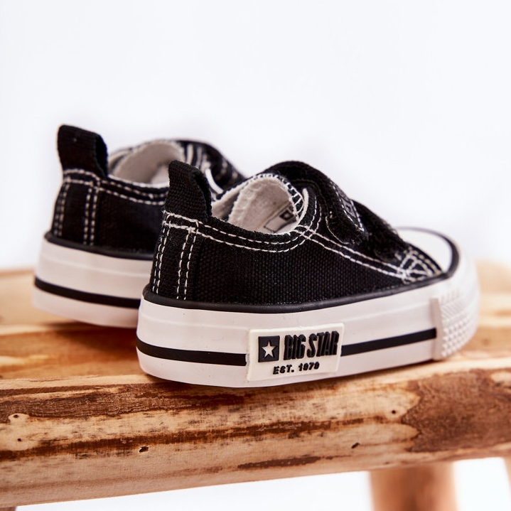 Children's Cloth Sneakers With Velcro Big Star KK374080 Black-White 1