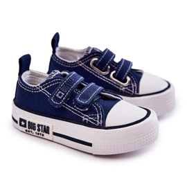 Children's Cloth Sneakers With Velcro Big Star KK374081 Navy Blue 1