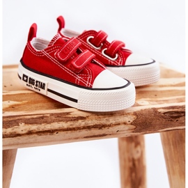 Children's Cloth Sneakers With Velcro Big Star KK374076 Red 1