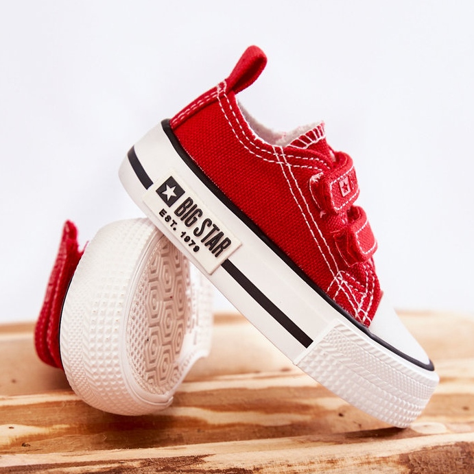 Children's Cloth Sneakers With Velcro Big Star KK374076 Red 2