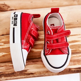 Children's Cloth Sneakers With Velcro Big Star KK374076 Red 4