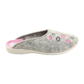 Gray Felt Slippers Adanex 27885 Sara with Flowers pink 1