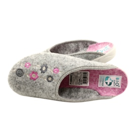 Gray Felt Slippers Adanex 27885 Sara with Flowers pink 5
