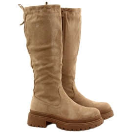 Evento Suede Boots with a Thick Bottom 22KZ35-5223 Beige 3 Evento Suede Boots with a Thick Bottom 22KZ35-5223 Beige 3