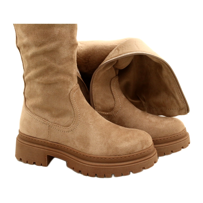 Evento Suede Boots with a Thick Bottom 22KZ35-5223 Beige 4 Evento Suede Boots with a Thick Bottom 22KZ35-5223 Beige 4