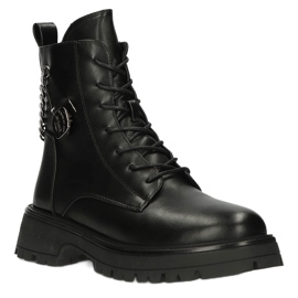 Women's boots with a safety pin and Filippo DBT4059 black chain 1 Women's boots with a safety pin and Filippo DBT4059 black chain 1