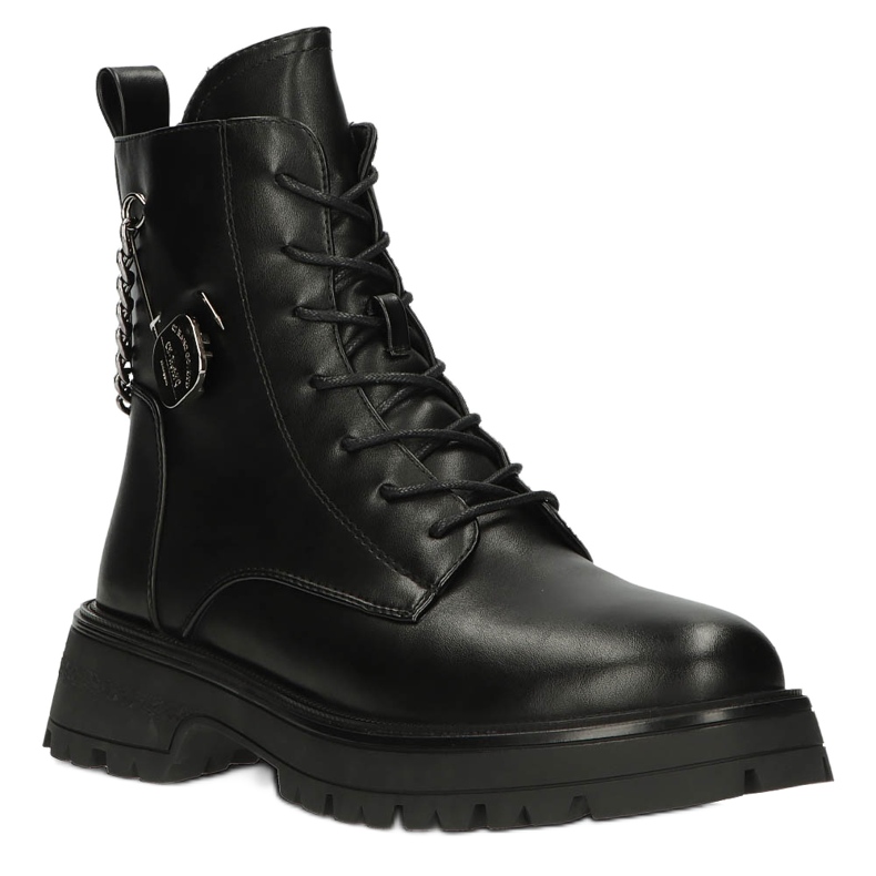 Women's boots with a safety pin and Filippo DBT4059 black chain 1 Women's boots with a safety pin and Filippo DBT4059 black chain 1