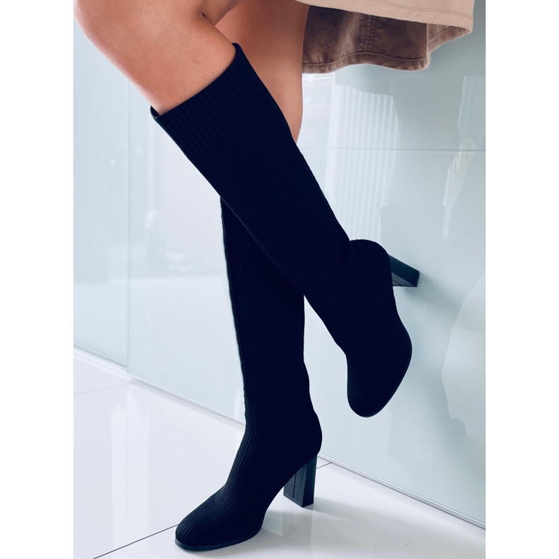 Claudia Black high-heeled sock boots 1