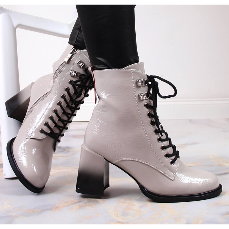 S.Barski Boots lacquered on a post, warm gray S. Barski grey 1