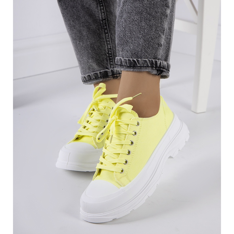 Yellow sneakers with a thick Ardglass sole 1