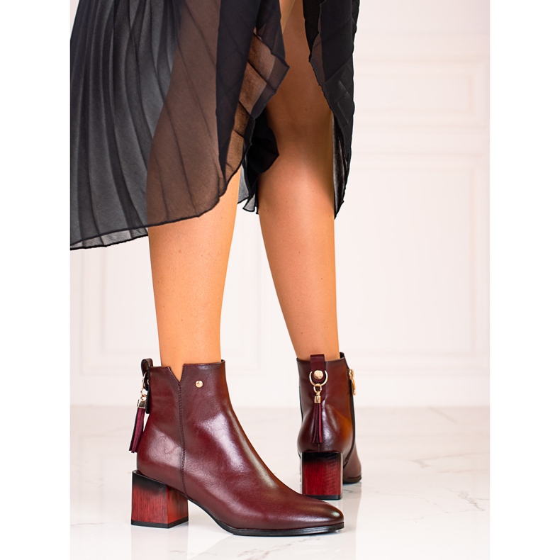 W. Potocki Fashionable women's boots on the Potocki burgundy post red 1