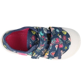 Befado children's slippers 907P149, navy blue, with applications 1