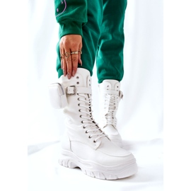 White Issanti Platform Boots With Kidney 4
