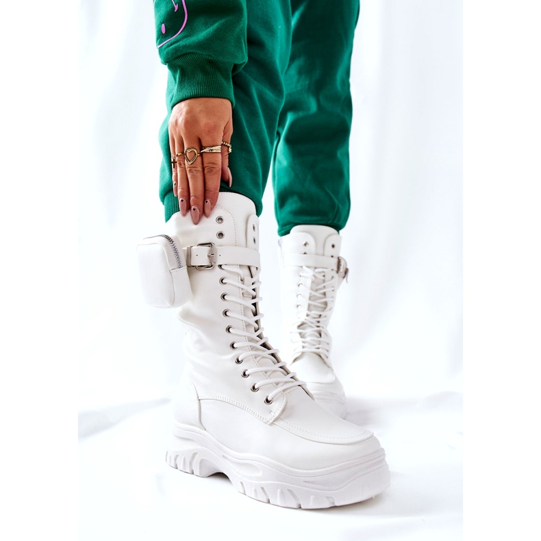 White Issanti Platform Boots With Kidney 4
