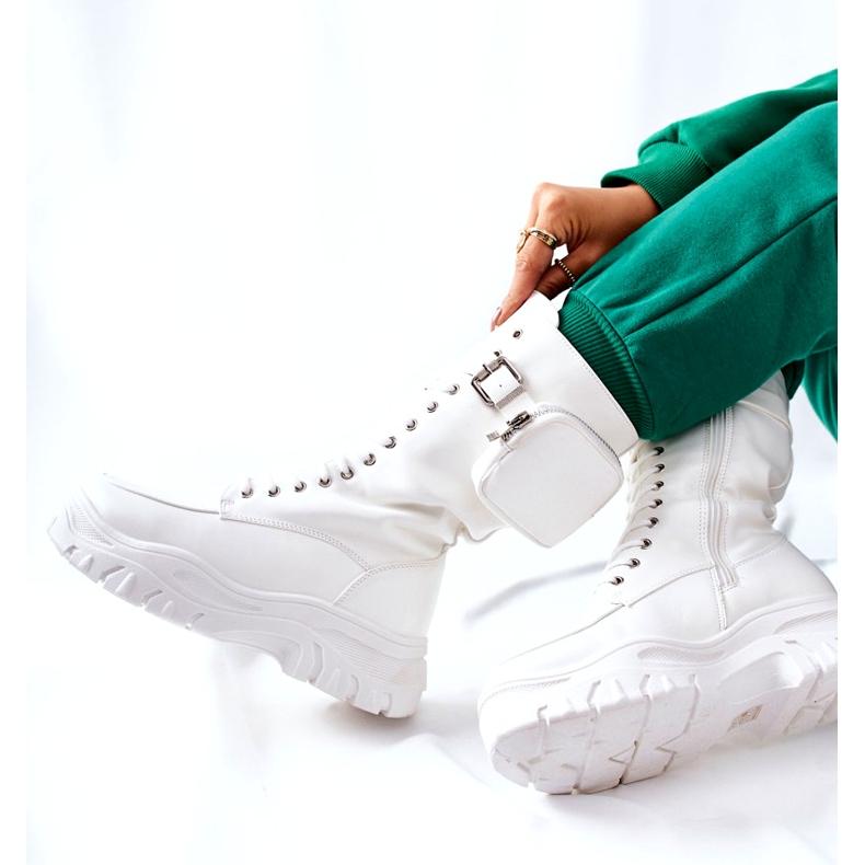 White Issanti Platform Boots With Kidney 1
